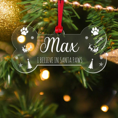 Personalised Merry Christmas Bauble Pet Dog Bone Ornament Xmas Tree Hanging Puppy Engraved Keepsake