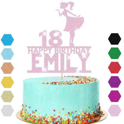 Stylish Girl Cake Topper Personalised Party Birthday Cake Decoration Any Name & Age