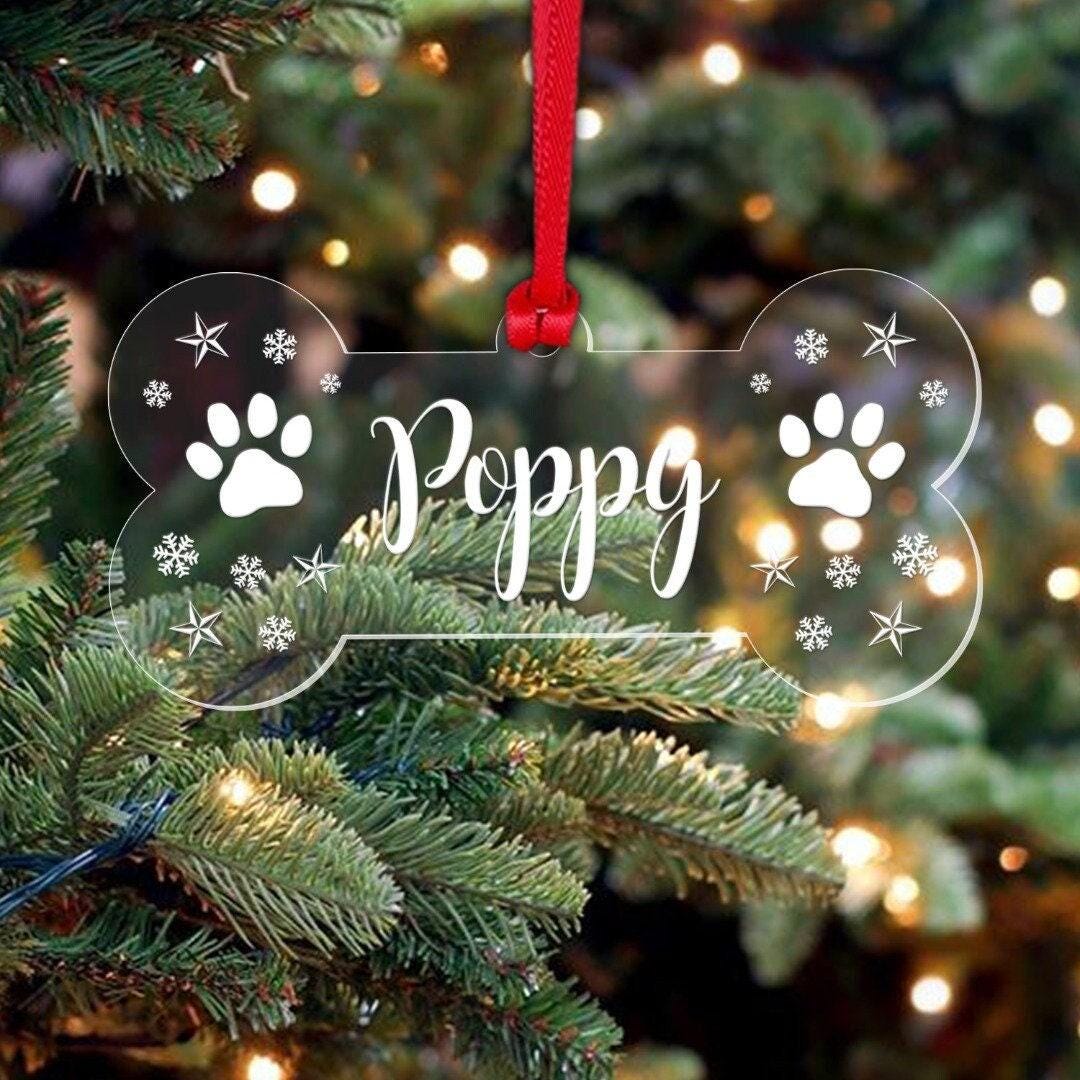 Personalised Dog Puppy Christmas Bauble Pet Xmas Gift Tree Decoration Any Name