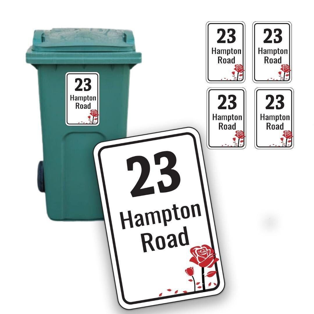 Personalised Dustbin Stickers Waterproof Vinyl  Bin Stickers With Streetnamenumber