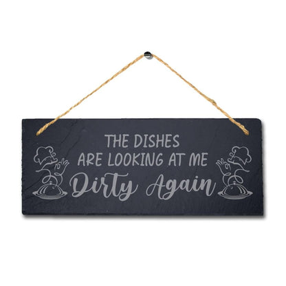Dishes Are Dirty Laser Engraved Hanging Slate Kitchen Home Funny Plaque Sign