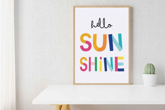 Hello Sunshine Print: Colorful Nursery Wall Decor