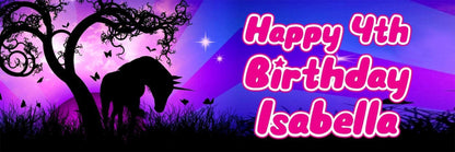2 Personalised Black Unicorn Birthday Party Celebration Banner Decoration Poster For Girls