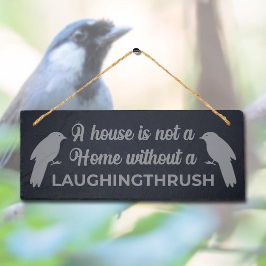 House Is Not Home Without Laughingthrush Laser Engraved Hanging Slate Bird Sign