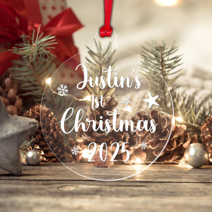 Personalised Babys First Christmas Bauble Baby 1st Xmas Gift Tree Decoration