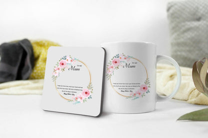 Happy Mother's Day Coffee Mug: Ceramic Tea Cup & Coaster Set