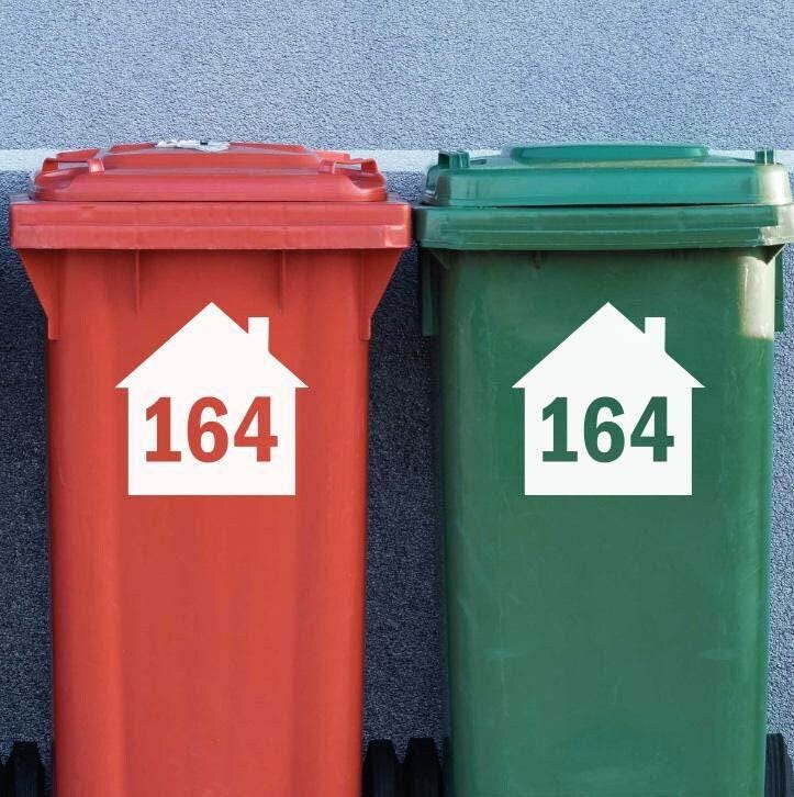 Personalised Wheelie Bin Sticker: House Number, Waterproof Vinyl