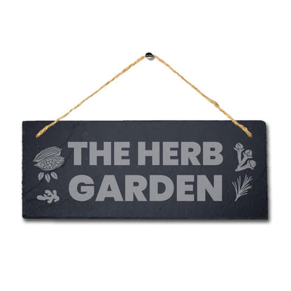 The Herb Garden Laser Engraved Hanging Slate Home Decor Garden Plaque Sign