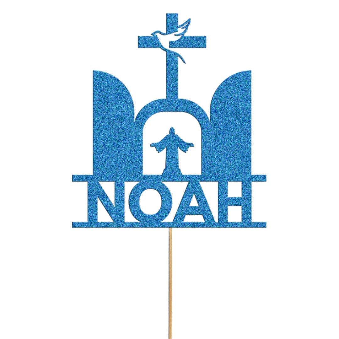 Personalised Glitter Confirmation Cake Topper: Dove & Cross Decoration