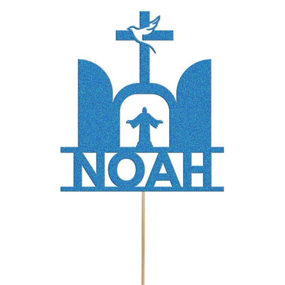 Personalised Glitter Confirmation Cake Topper: Dove & Cross Decoration