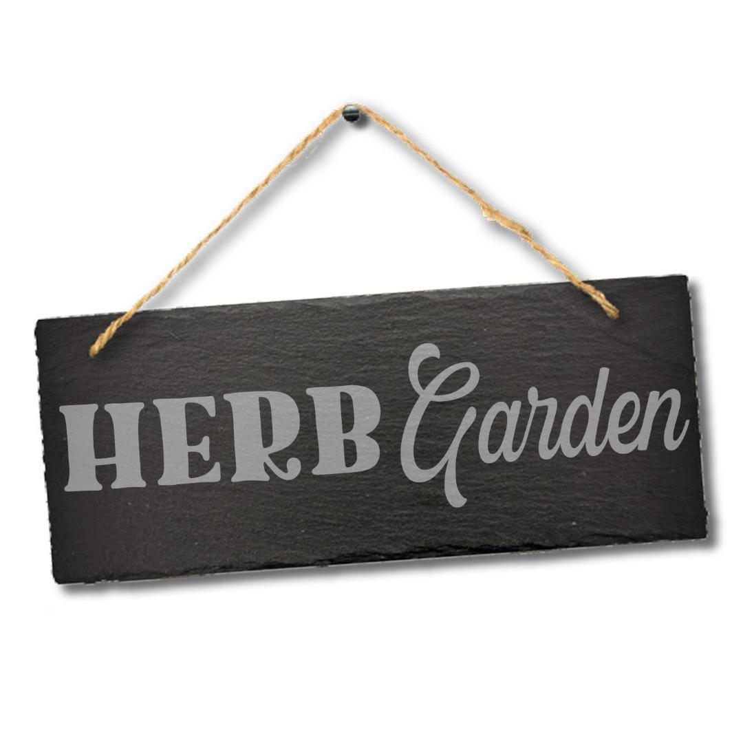 Herb Garden Gardening Gift Slate Sign Home Allotment Veg Pots Stone Hanging Sign