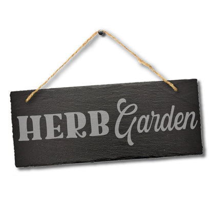 Herb Garden Gardening Gift Slate Sign Home Allotment Veg Pots Stone Hanging Sign