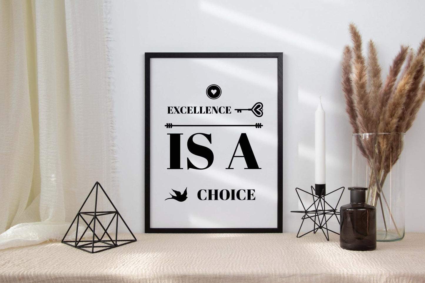 Excellence Is A Choice Inspirational Love Positive Quote Poster Wall
