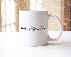 Cycle Heartbeat - Ceramic Novelty Mug & Coaster Coffee Tea Cup Fitness Freak Office Gift