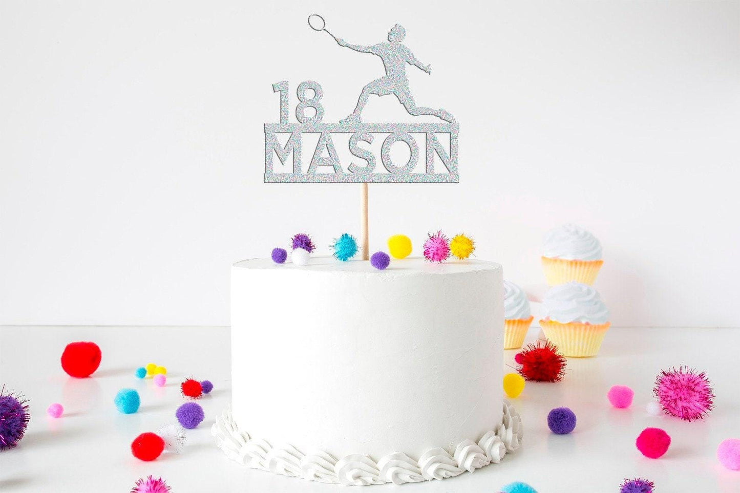 Personalised Badmintion Cake Topper Badminton Cake Decoration Any Name & Age