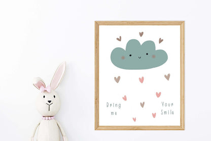 Bring Me Cloud Kids Boho Watercolour Hand Painted Effect Nursery Wall Art Poster