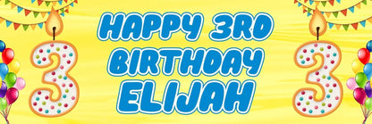 2 Personalised 3rd Birthday Celebration Banners Decoration Posters For Kids Customisable With Name