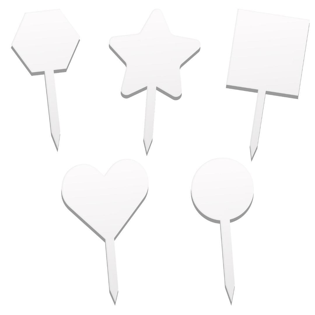 Acrylic 125mm Clear Birthday Paddle Cake Topper Round Star Hexagon Square Heart Shapes