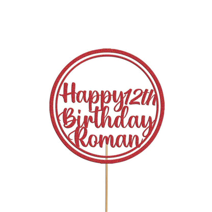 Personalised Glitter Cake Topper: Custom Name & Age