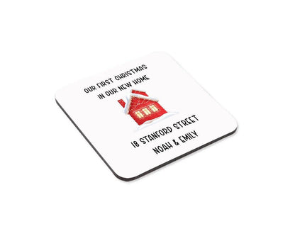 Personalised First Christmas New Home Mug & Coaster Set