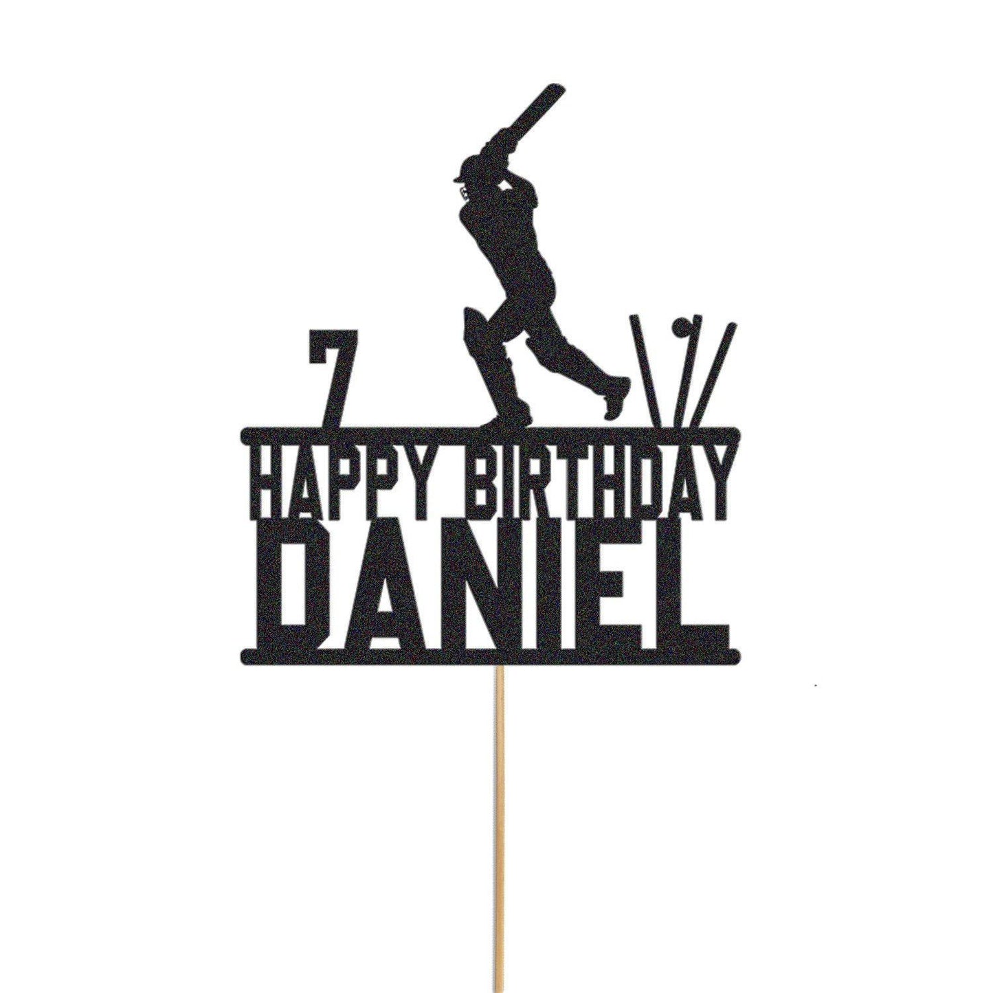Personalised Glitter Cricket Cake Topper: Birthday Party Decor