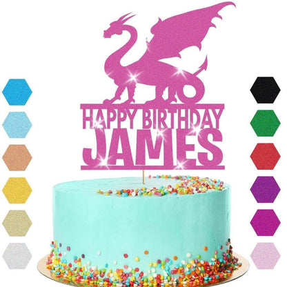 Dragon Fantasy Cake Topper Personalised  Boys Birthday Decoration Any Name