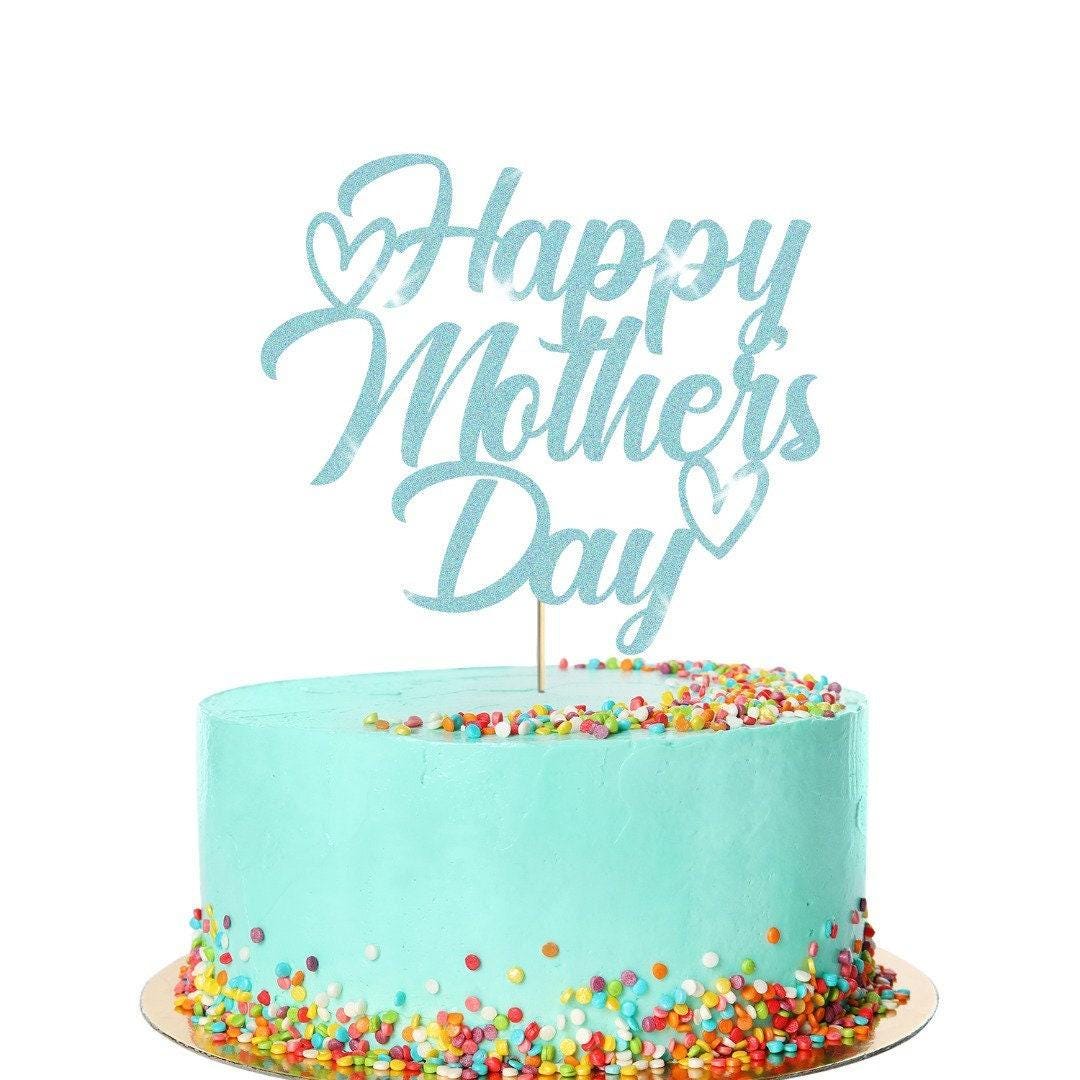 Happy Mothers Day Glitter Cake Topper Hearts Design Birthday Decoration