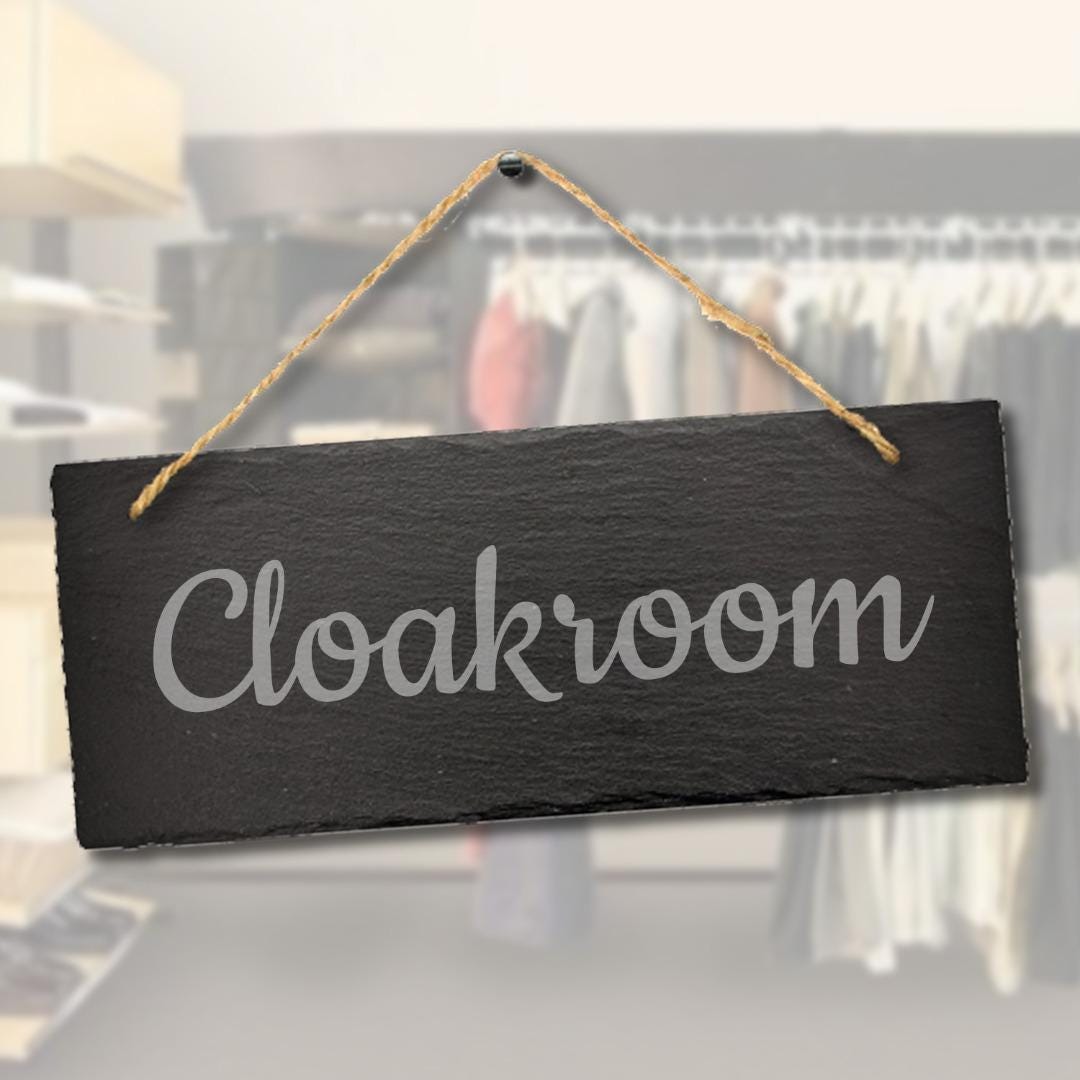 Cloakroom Engraved Hanging Cupboard Closet Slate Plaque Home Decor Gift Sign