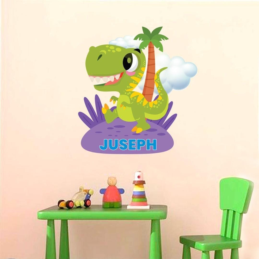 Personalised Raptor Dinosaur Wall Sticker Name Vinyl Decal Boys Kids Nursery Bedroom