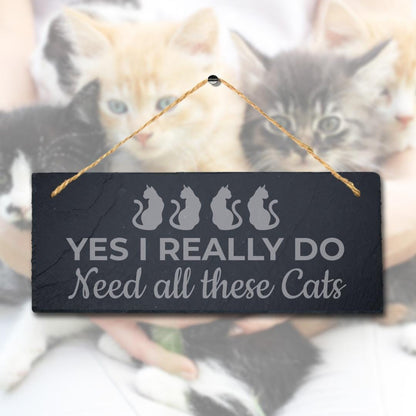 Engraved Slate Pet Sign: "Yes I Really Do Need All" Home Decor Plaque