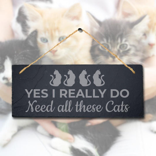 Engraved Slate Pet Sign: "Yes I Really Do Need All" Home Decor Plaque