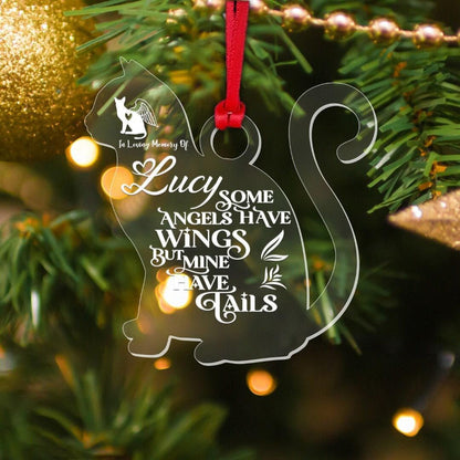 Personalised Acrylic Cat Pet Memorial Christmas Tree Kitten Bauble Custom Name Keepsake Gift