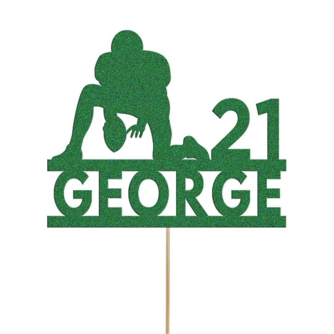 Personalised Glitter Rugby Cake Topper: Any Name & Age