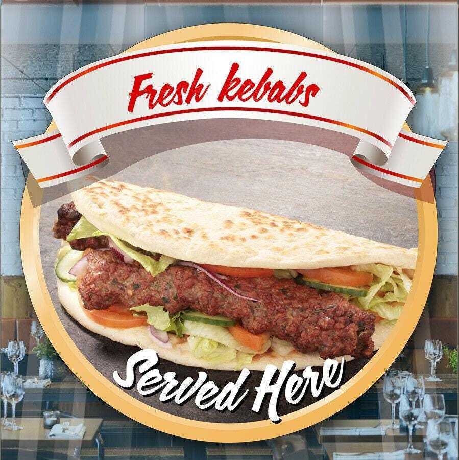 Fresh Kebabs Takeaway Window Cafe Shop Restaurant Sticker Sign Pos Decal