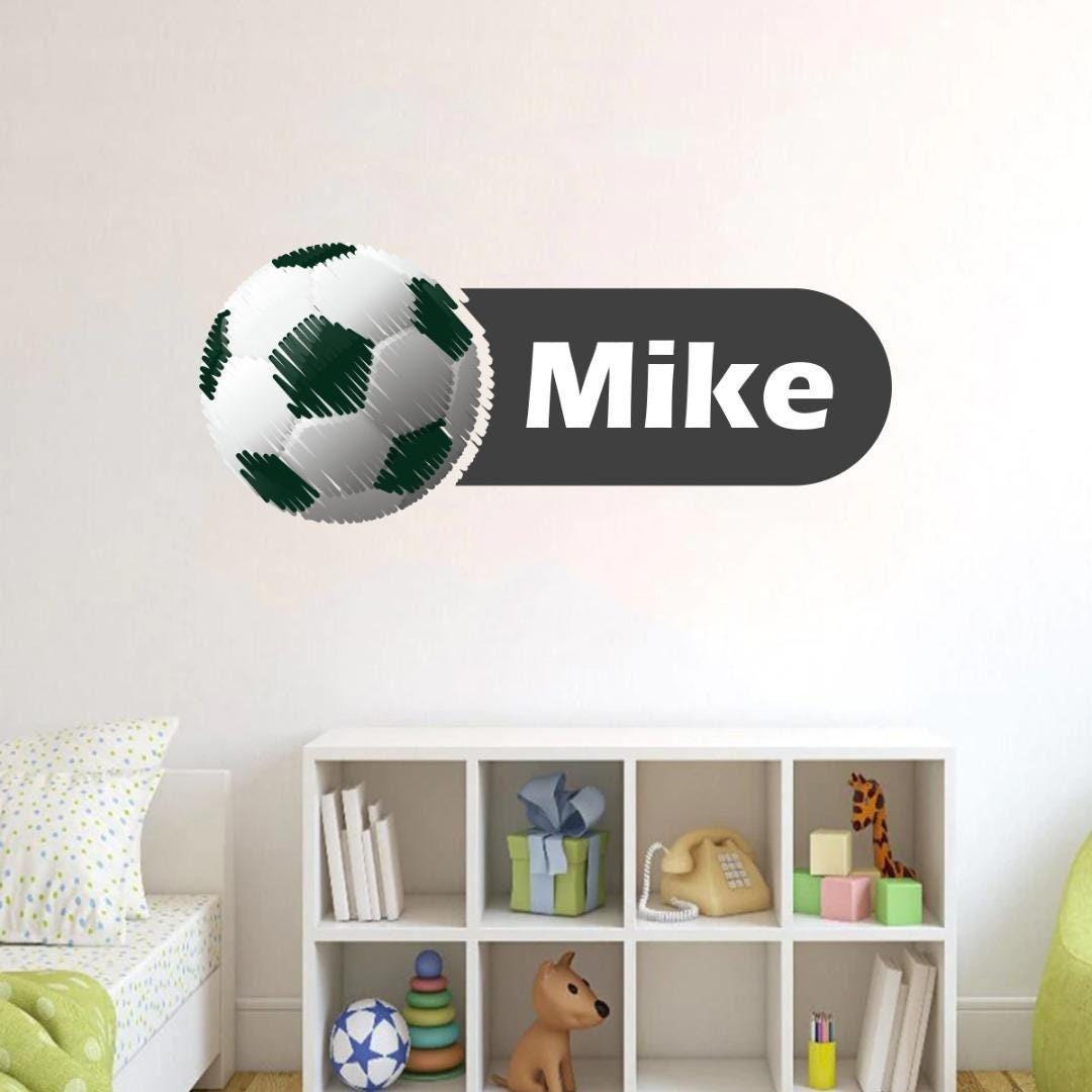 Personalised Football Wall Sticker Name Vinyl Decal Boys Kids Nursery Bedroom