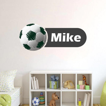 Personalised Football Wall Sticker Name Vinyl Decal Boys Kids Nursery Bedroom