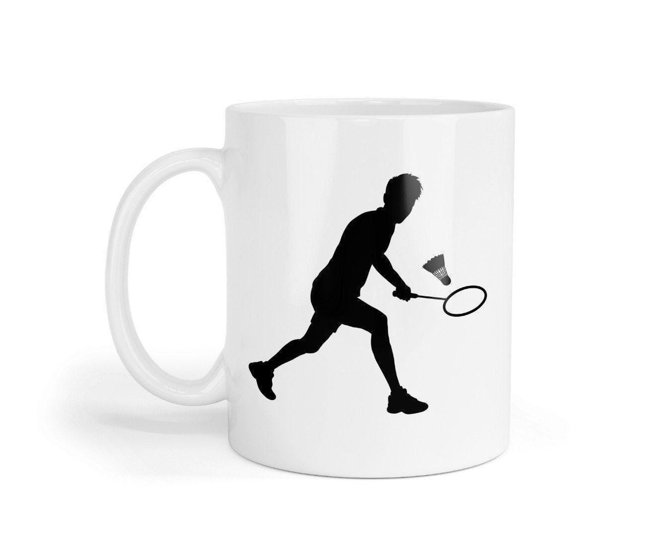 Badminton Player Sports Player Novelty Coffee Ceramic Mug Tea Cup And Coaster Set Gift