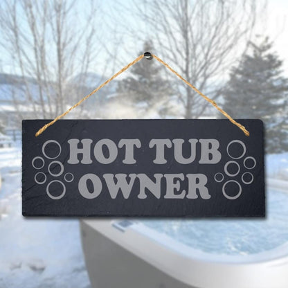 Hot Tub Owner Laser Engraved Hanging Slate Pool Swimming Pond Decor Plaque Sign