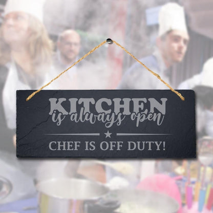 Kitchen Hanging Slate Sign Laser Engraved Plaque Chef Off Duty Food Lovers Gift