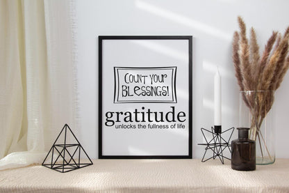 Count Your Blessings Motivational Inspirational Positive Quote Poster Wall