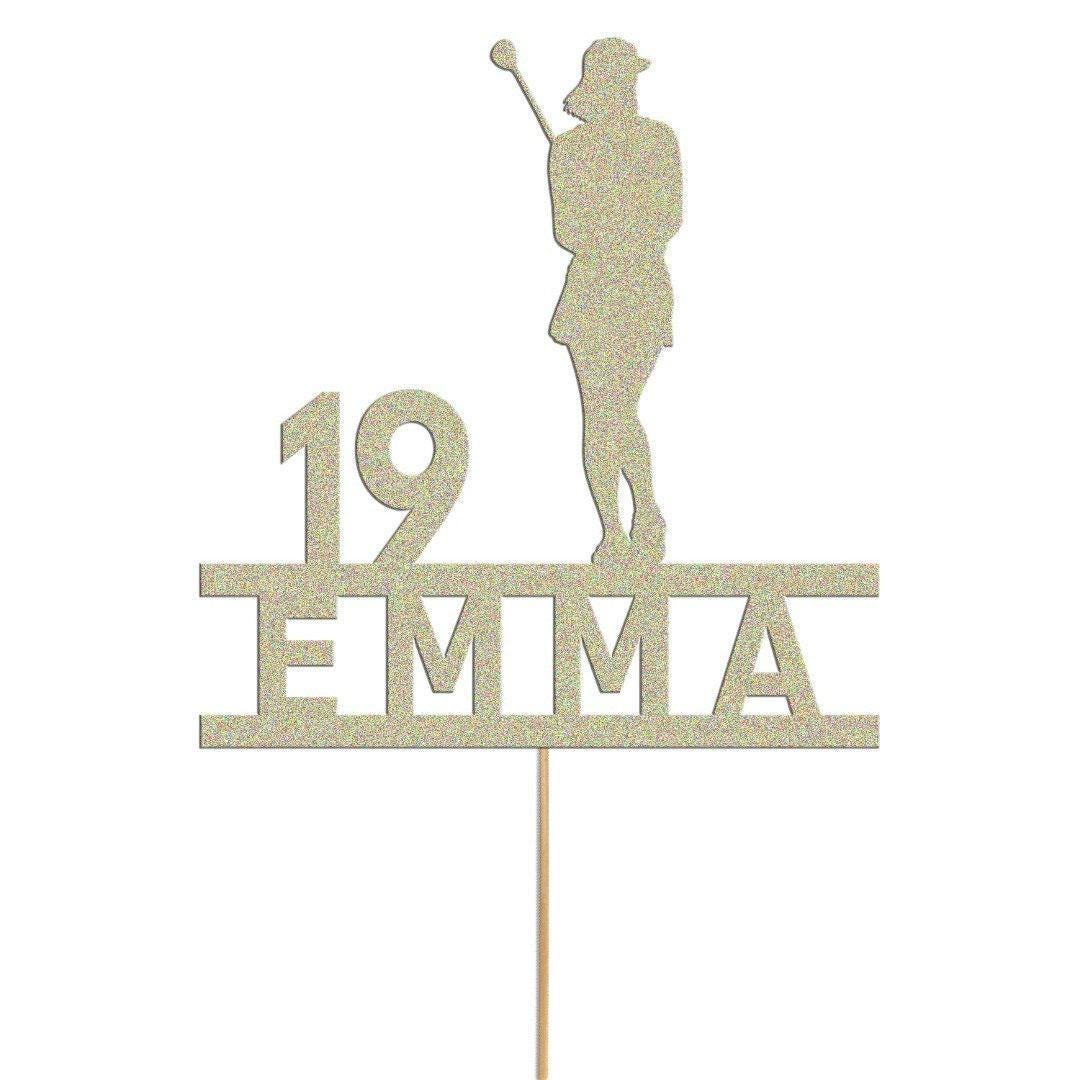 Custom Glitter Woman Golfer Cake Topper: Personalised Name & Age