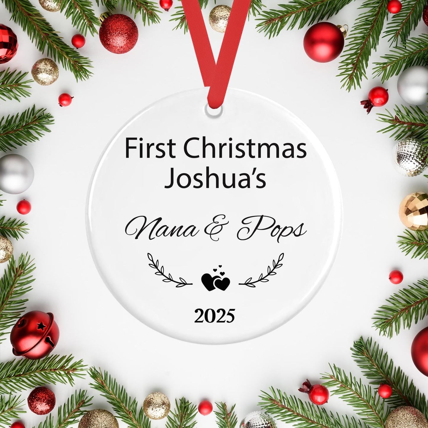 Personalised First Christmas As Nana Pops Bauble Tree Ornament Decoration Gift