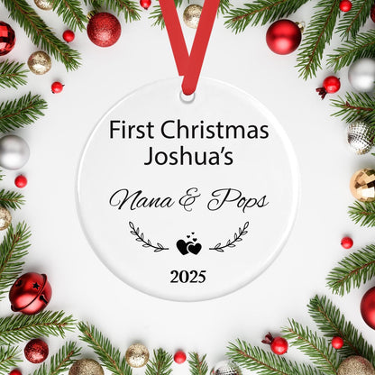 Personalised First Christmas As Nana Pops Bauble Tree Ornament Decoration Gift