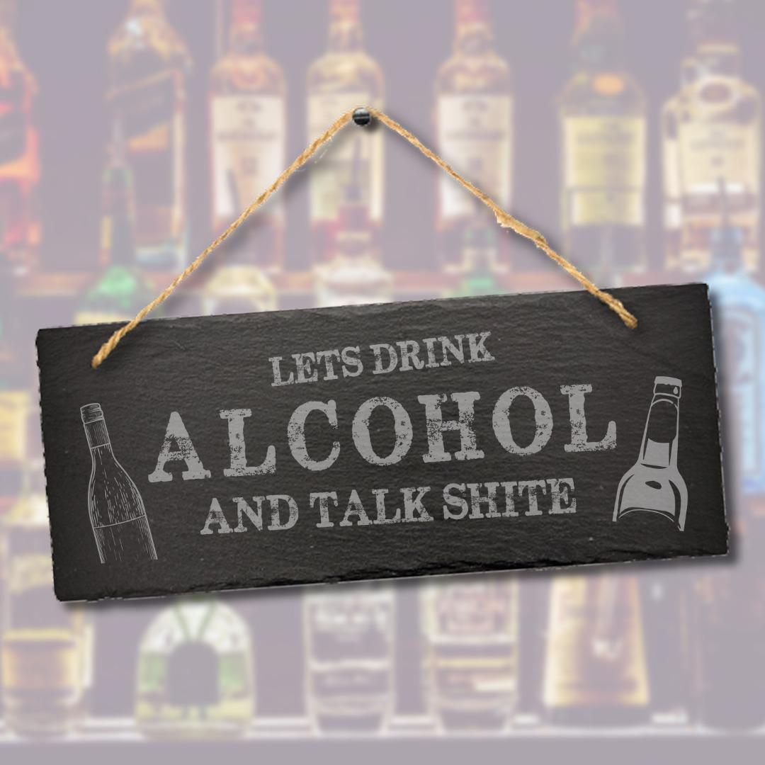 Drink Alcohol Hanging Engraved Slate Sign Funny Plaque Beer Drinking Gift Drunk
