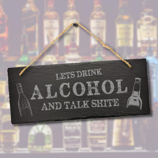 Drink Alcohol Hanging Engraved Slate Sign Funny Plaque Beer Drinking Gift Drunk