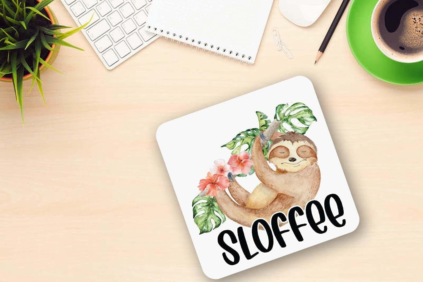 Sloth Coffee Mug Gift Set, Funny Tea Cup and Coaster