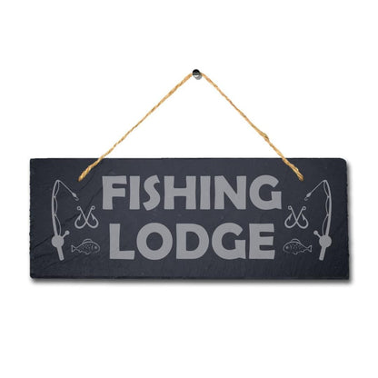 Fishing Lodge Laser Engraved Hanging Slate Fisher Man Ocean Lake Sea Plaque Sign