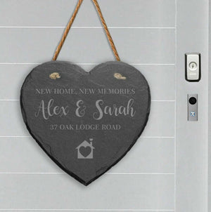 Personalised Slate Heart Plaque: Laser Engraved New Home Gift