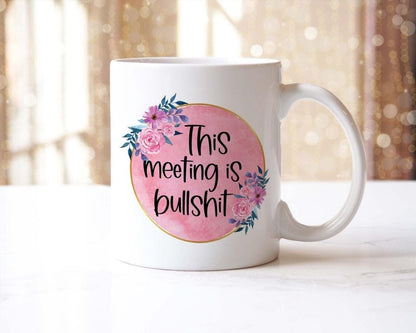 This Meeting Is Bullshit Mug And Coaster Gift Set Novelty Funny Work Coffee Cup