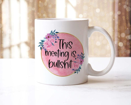 This Meeting Is Bullshit Mug And Coaster Gift Set Novelty Funny Work Coffee Cup